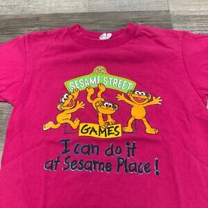 Vintage 90s CTW Sesame‎ Street Sesame Place Zoe Pink Girls M Graphic USA T-Shirt